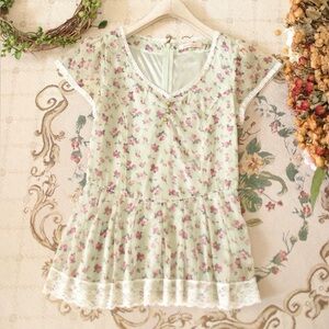 light green babydoll style floral top